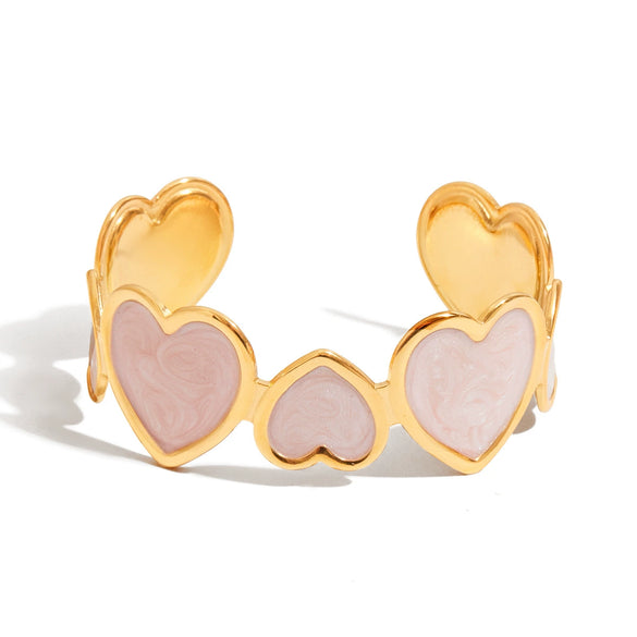 Wholesale Jewelry Retro Style Stainless Steel Open Heart Bracelet Electroplated