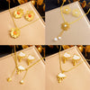 Wholesale Jewelry Retro Style Stainless Steel Plants And Flowers Pattern Gold Plated Necklace Earrings