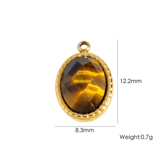 Wholesale Jewelry Retro Style Stainless Steel Tiger Eye Stone Inlay Pendant With Vacuum In Furnace Electroplating
