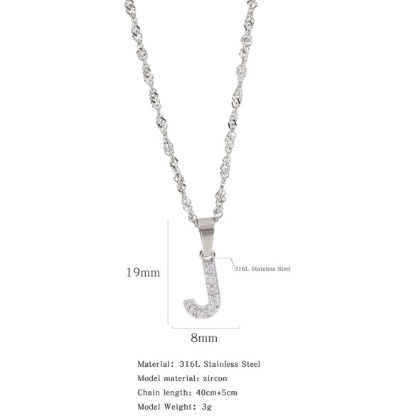 Wholesale Jewelry Retro Style Stainless Steel Water Wave Chain Pendant Necklace With English Letters And Constellation Pattern And Electroplating Design