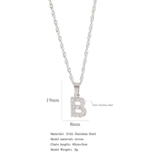 Wholesale Jewelry Retro Style Stainless Steel Water Wave Chain Pendant Necklace With English Letters And Constellation Pattern And Electroplating Design