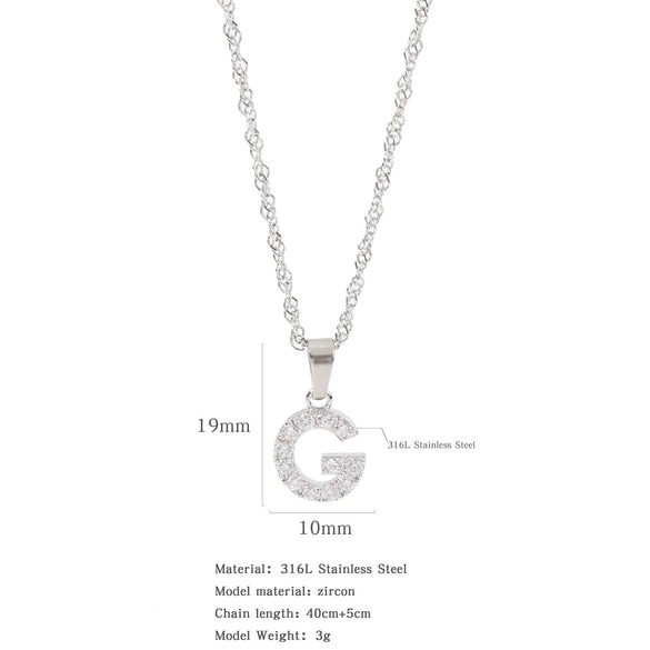 Wholesale Jewelry Retro Style Stainless Steel Water Wave Chain Pendant Necklace With English Letters And Constellation Pattern And Electroplating Design