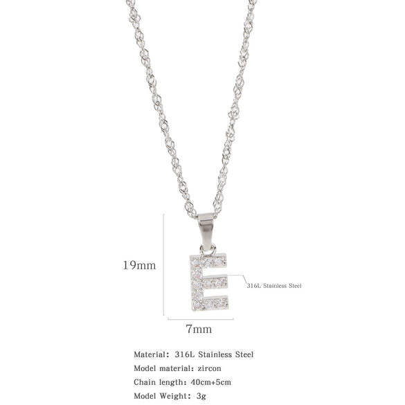 Wholesale Jewelry Retro Style Stainless Steel Water Wave Chain Pendant Necklace With English Letters And Constellation Pattern And Electroplating Design