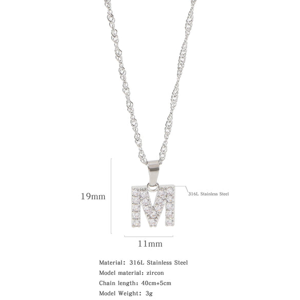 Wholesale Jewelry Retro Style Stainless Steel Water Wave Chain Pendant Necklace With English Letters And Constellation Pattern And Electroplating Design