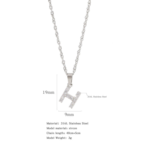 Wholesale Jewelry Retro Style Stainless Steel Water Wave Chain Pendant Necklace With English Letters And Constellation Pattern And Electroplating Design
