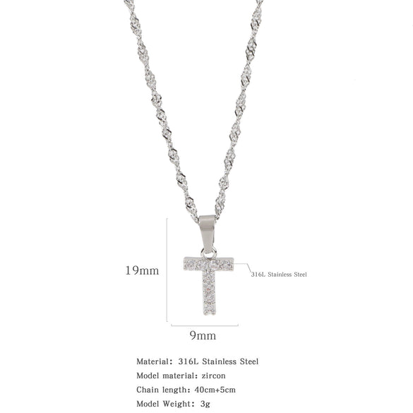 Wholesale Jewelry Retro Style Stainless Steel Water Wave Chain Pendant Necklace With English Letters And Constellation Pattern And Electroplating Design
