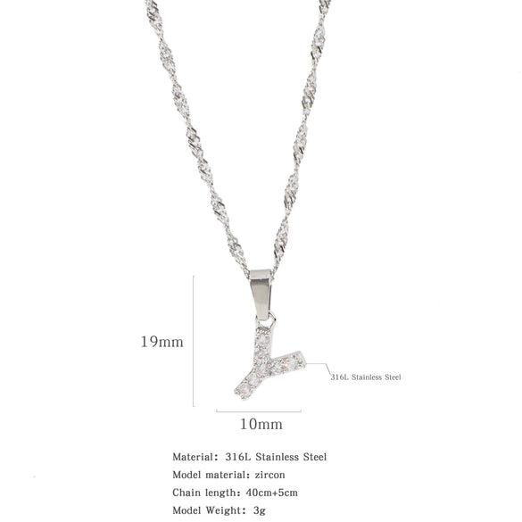 Wholesale Jewelry Retro Style Stainless Steel Water Wave Chain Pendant Necklace With English Letters And Constellation Pattern And Electroplating Design