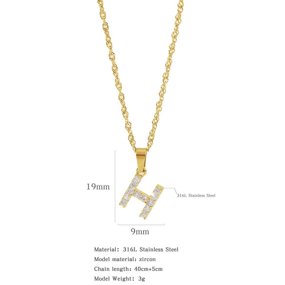 Wholesale Jewelry Retro Style Stainless Steel Water Wave Chain Pendant Necklace With English Letters And Constellation Pattern And Electroplating Design