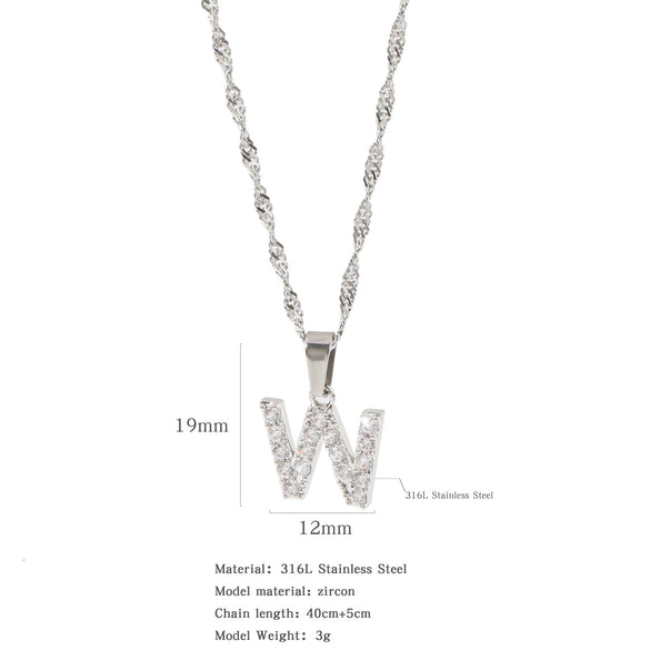 Wholesale Jewelry Retro Style Stainless Steel Water Wave Chain Pendant Necklace With English Letters And Constellation Pattern And Electroplating Design