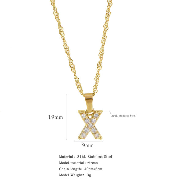 Wholesale Jewelry Retro Style Stainless Steel Water Wave Chain Pendant Necklace With English Letters And Constellation Pattern And Electroplating Design