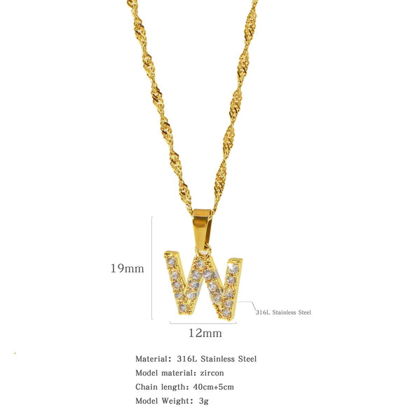 Wholesale Jewelry Retro Style Stainless Steel Water Wave Chain Pendant Necklace With English Letters And Constellation Pattern And Electroplating Design