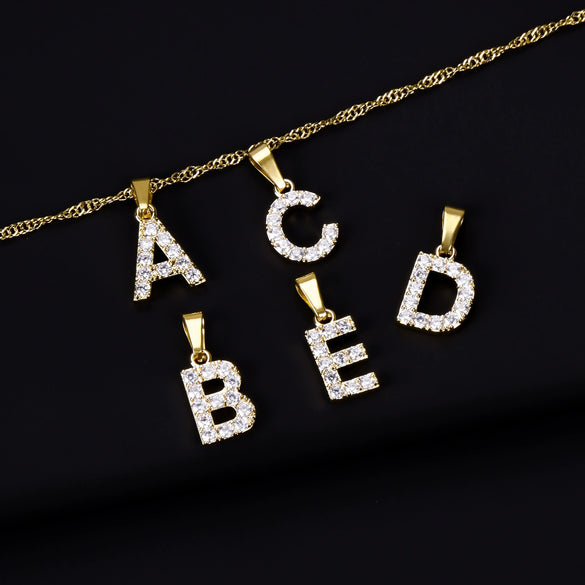 Wholesale Jewelry Retro Style Stainless Steel Water Wave Chain Pendant Necklace With English Letters And Constellation Pattern And Electroplating Design