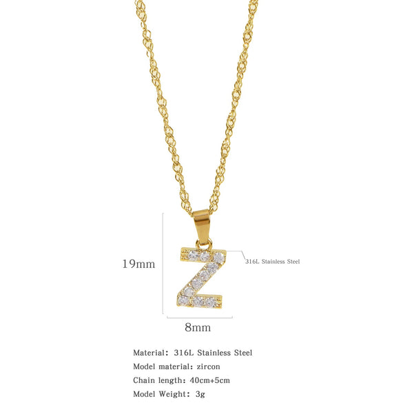Wholesale Jewelry Retro Style Stainless Steel Water Wave Chain Pendant Necklace With English Letters And Constellation Pattern And Electroplating Design