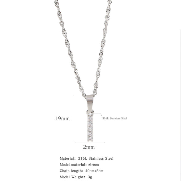 Wholesale Jewelry Retro Style Stainless Steel Water Wave Chain Pendant Necklace With English Letters And Constellation Pattern And Electroplating Design