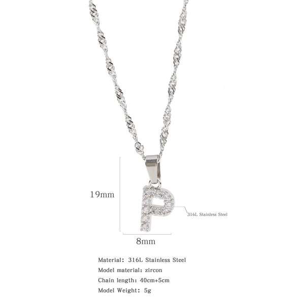 Wholesale Jewelry Retro Style Stainless Steel Water Wave Chain Pendant Necklace With English Letters And Constellation Pattern And Electroplating Design