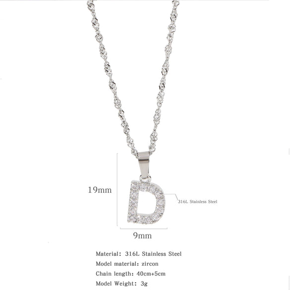 Wholesale Jewelry Retro Style Stainless Steel Water Wave Chain Pendant Necklace With English Letters And Constellation Pattern And Electroplating Design