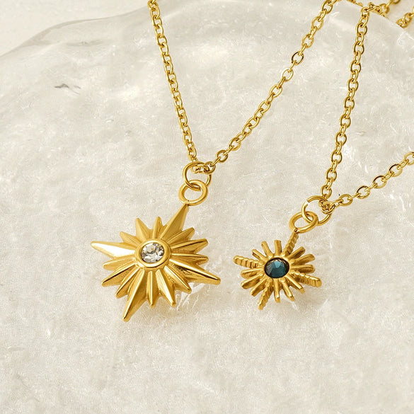 Wholesale Jewelry Retro Style Star 316L Stainless Steel And 316L Stainless Steel Electroplated Pendant Necklace For Women