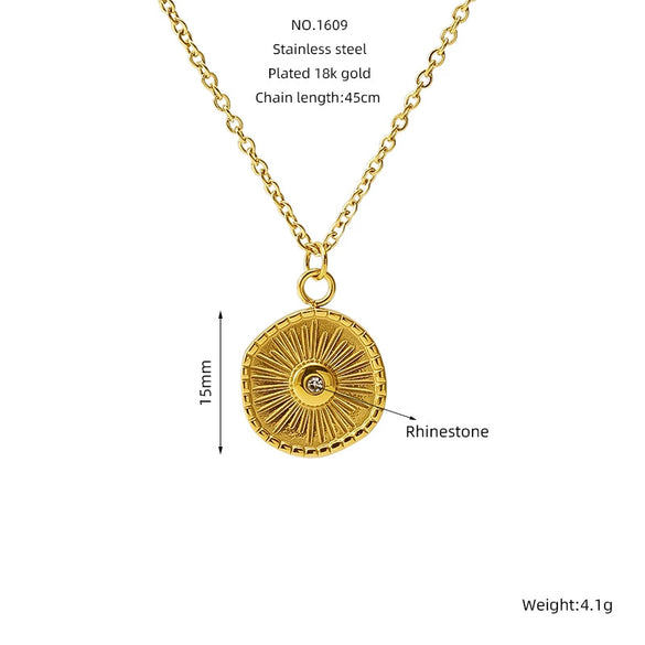 Wholesale Jewelry Retro Style Star 316L Stainless Steel And 316L Stainless Steel Electroplated Pendant Necklace For Women