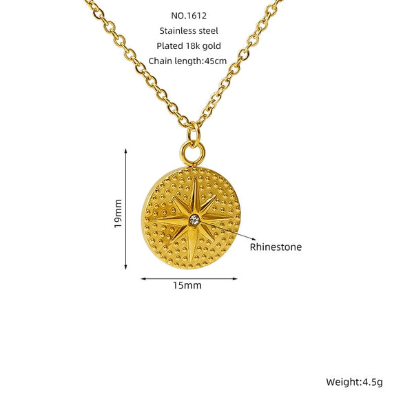 Wholesale Jewelry Retro Style Star 316L Stainless Steel And 316L Stainless Steel Electroplated Pendant Necklace For Women