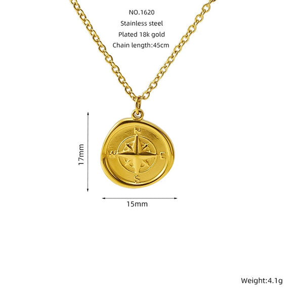 Wholesale Jewelry Retro Style Star 316L Stainless Steel And 316L Stainless Steel Electroplated Pendant Necklace For Women
