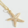 Wholesale Jewelry Retro Style Starfish Pendant Necklace Copper Electroplating Mixed Gemstone Setting O Chain For Women