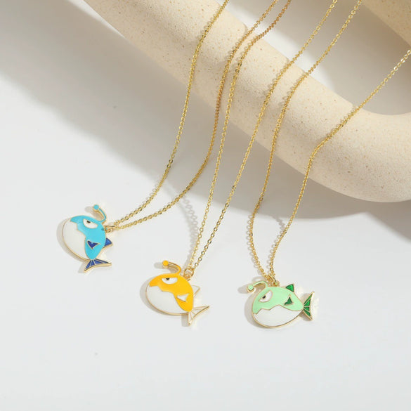 Wholesale Jewelry Retro Style Starfish Pendant Necklace Copper Electroplating Mixed Gemstone Setting O Chain For Women