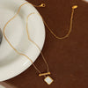 Wholesale Jewelry Retro Style 316L Stainless Steel 18K Gold Plated Geometric White Shell Pendant Necklace