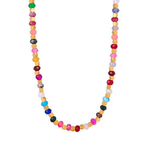 Wholesale Jewelry Retro Style 316L Stainless Steel 18K Gold Plated Geometric White Shell Pendant Necklace