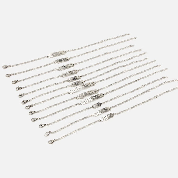 Wholesale Jewelry Retro Style Zodiac Bracelet Stainless Steel With Letters Numbers Text Electroplated