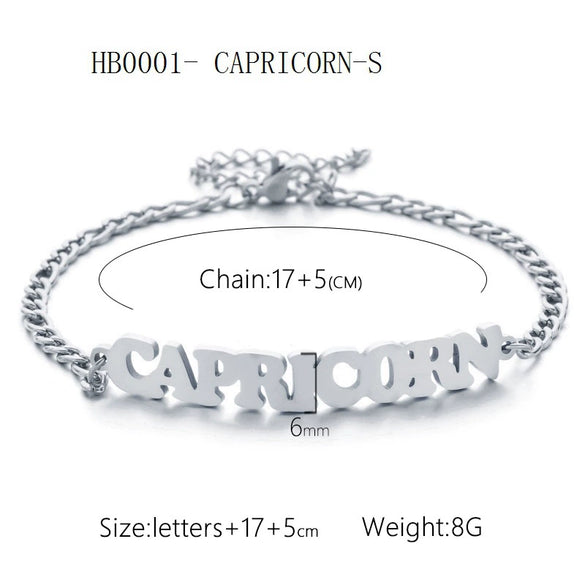 Wholesale Jewelry Retro Style Zodiac Bracelet Stainless Steel With Letters Numbers Text Electroplated