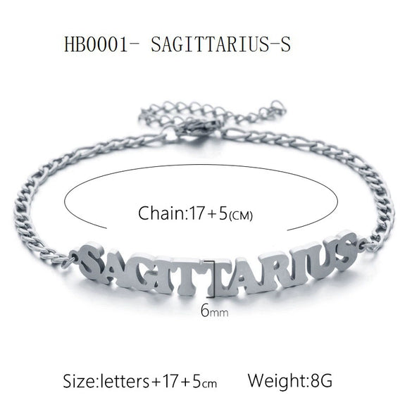 Wholesale Jewelry Retro Style Zodiac Bracelet Stainless Steel With Letters Numbers Text Electroplated
