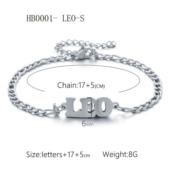 Wholesale Jewelry Retro Style Zodiac Bracelet Stainless Steel With Letters Numbers Text Electroplated