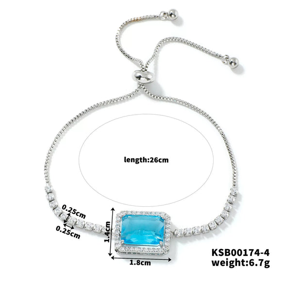 Wholesale Jewelry Retro Temperament Colorful Zircon Bracelet For Unisex Environmental Protection Copper Geometric Electroplating