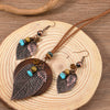 Wholesale Jewelry Retro Vintage Style Geometric Iron Sheet And Wooden Disc Handmade Women's Earrings Necklace