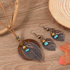 Wholesale Jewelry Retro Vintage Style Geometric Iron Sheet And Wooden Disc Handmade Women's Earrings Necklace