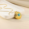 Wholesale Jewelry Retro Vintage Style Geometric Stainless Steel Pearl Turquoise Necklace With Electroplating For Women
