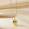 Wholesale Jewelry Retro Vintage Style Geometric Stainless Steel Pearl Turquoise Necklace With Electroplating For Women