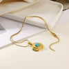 Wholesale Jewelry Retro Vintage Style Geometric Stainless Steel Pearl Turquoise Necklace With Electroplating For Women