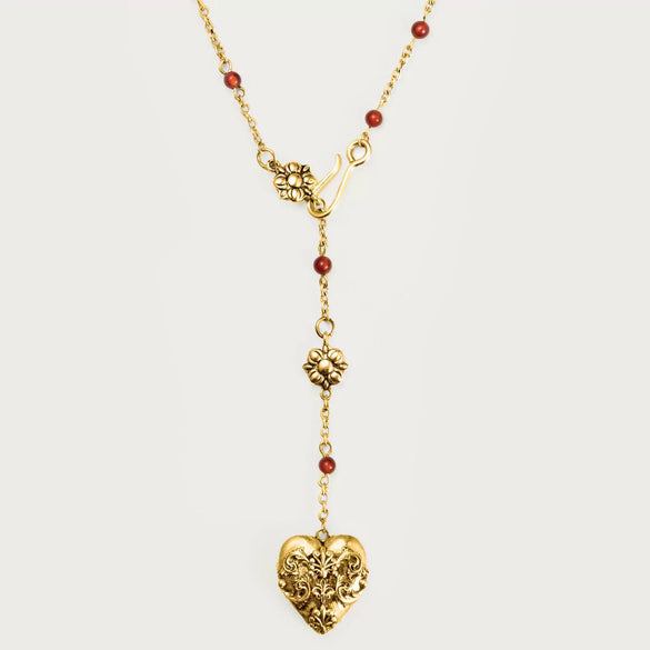 Wholesale Jewelry Retro Vintage Style Heart Copper 18K Gold Plated Pendant Necklace