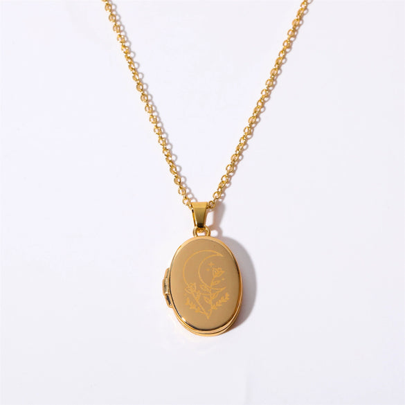 Wholesale Jewelry Retro Vintage Style Oval Copper Electroplated Geometric Sun Moon Devil's Eye Pendant Clavicle Ochain For Women