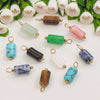 Wholesale Jewelry Retro Waterproof Stainless Steel With Natural Stone Cylindrical Pendant Electroplated Handmade Earrings Necklace Accessories