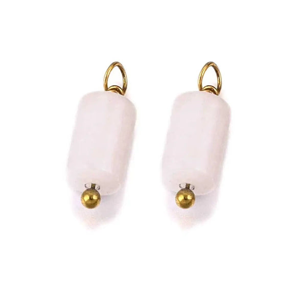 Wholesale Jewelry Retro Waterproof Stainless Steel With Natural Stone Cylindrical Pendant Electroplated Handmade Earrings Necklace Accessories