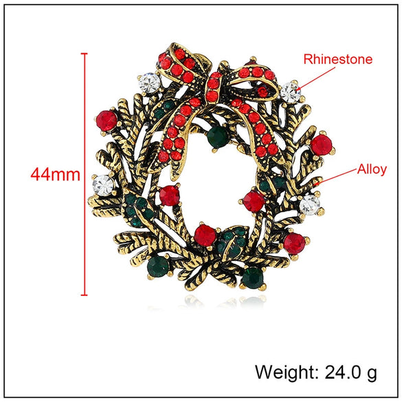 Wholesale Jewelry Rhinestone Geometric Christmas Brooch Retro Style Unisex