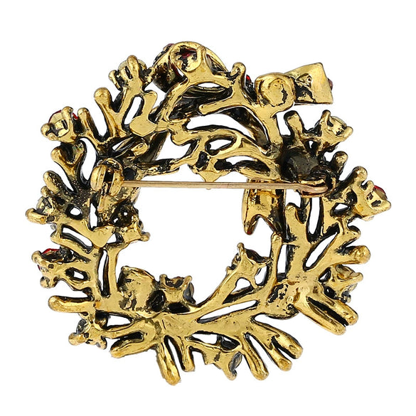 Wholesale Jewelry Rhinestone Geometric Christmas Brooch Retro Style Unisex