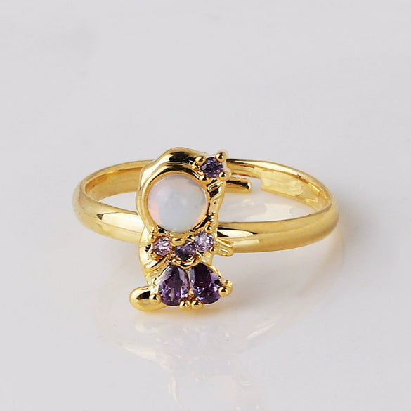 Wholesale Jewelry Ring Copper Zircon Cartoon Animal Geometric Style Microinlaid Colorful Zircon