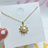 Wholesale Jewelry Round Freshwater Pearl Pendant Necklace Copper Plated Gold