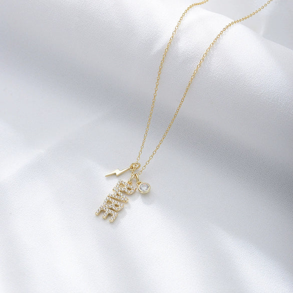 Wholesale Jewelry S925 Silver Diamond English Letters Pendant Necklace For Women