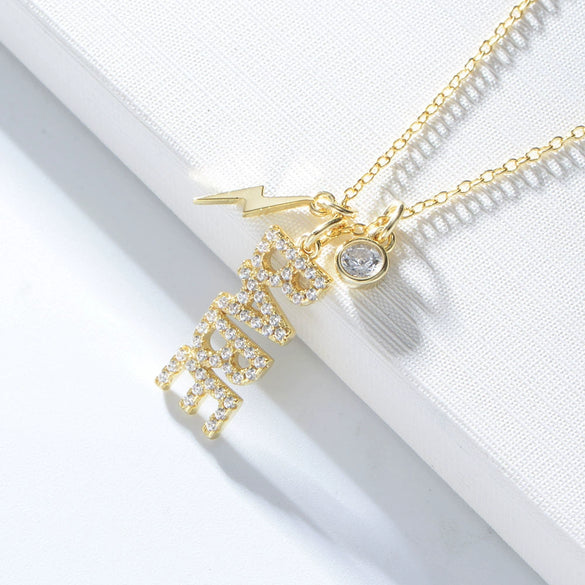 Wholesale Jewelry S925 Silver Diamond English Letters Pendant Necklace For Women