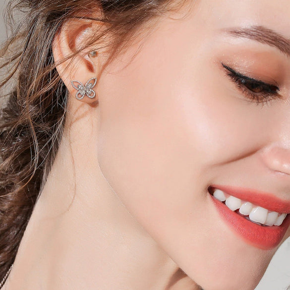 Wholesale Jewelry S925 Silver Geometric Butterfly Stud Earrings For Women