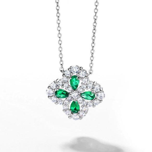 Wholesale Jewelry S925 Silver Geometric Four Leaf Clover Retro Minimalist Necklace Set With Diamonds O Word Chain For Women